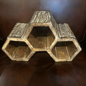 NWT Rustic Honeycomb Wooden Wine Rack